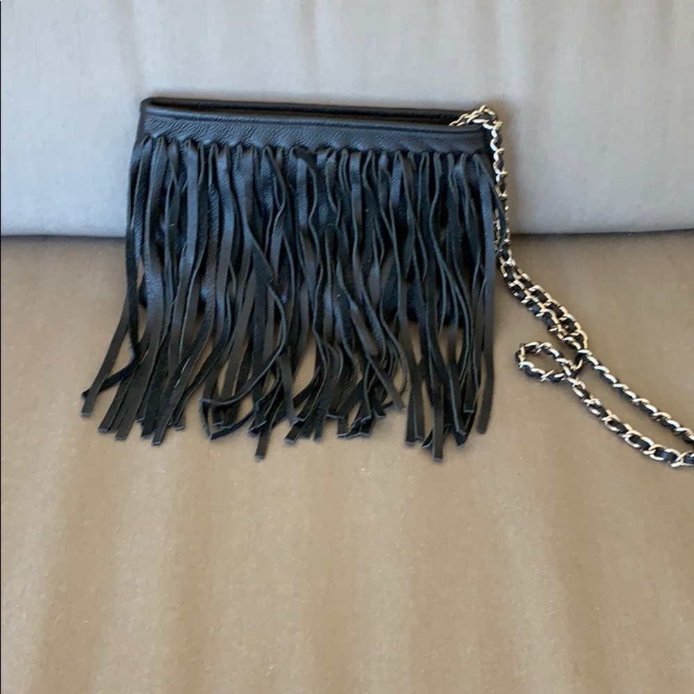 Posse black leather clutch/crossbody